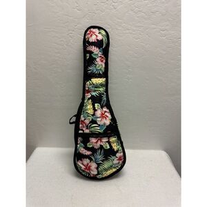 CLOUDMUSIC Floral Ukulele Case Gig Bag Black Trim‎ Zipper Pocket Soprano